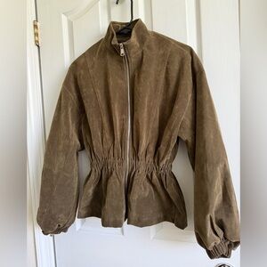Pretty Little Thing Faux Suede Cinched-Waist Jacket - Brown